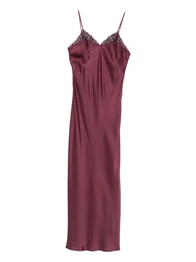 Twinset Lace-trimmed Slip Dress In Purple