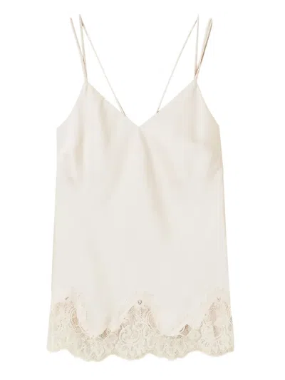 Twinset Lace-trimmed Top In White