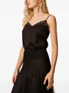 Twinset Top En Satin Avec Dentelle In Black