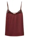Twinset Lace-trimmed Top In Burgundy