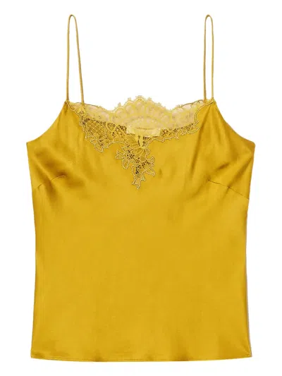 Twinset Lace-trimmed Top In Gold