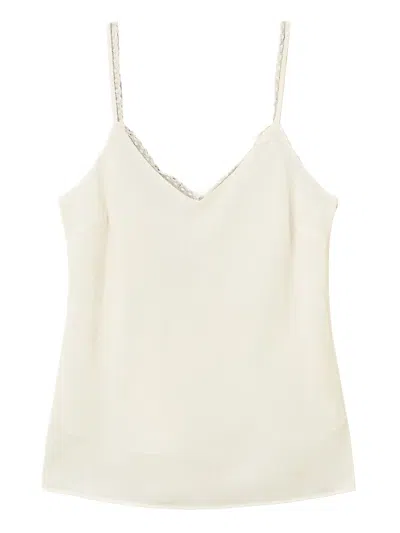 Twinset Lace-trimmed Top In Neutral