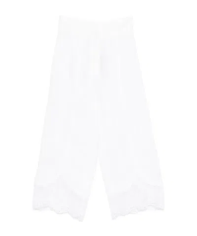 Twinset Lace Trimmed Track Pants In White