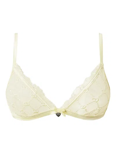 Twinset Lace-trimmed Triangle Bra In Yellow