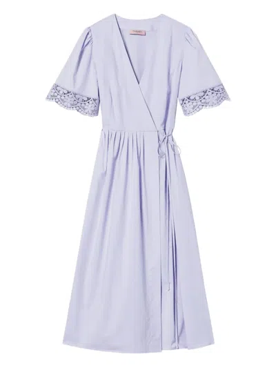 Twinset Lace-trimmed Wrap Dress In Lila