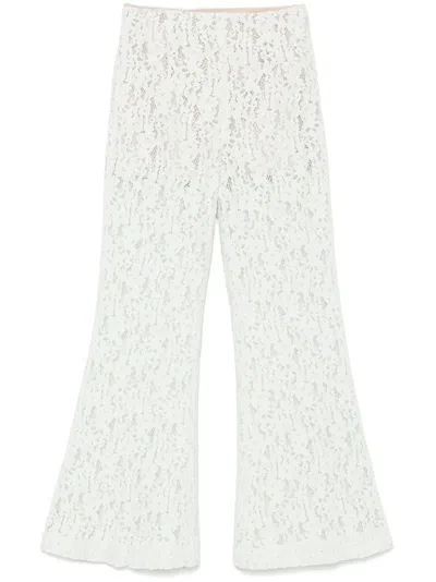 Twinset Lace-panel Trousers In Green