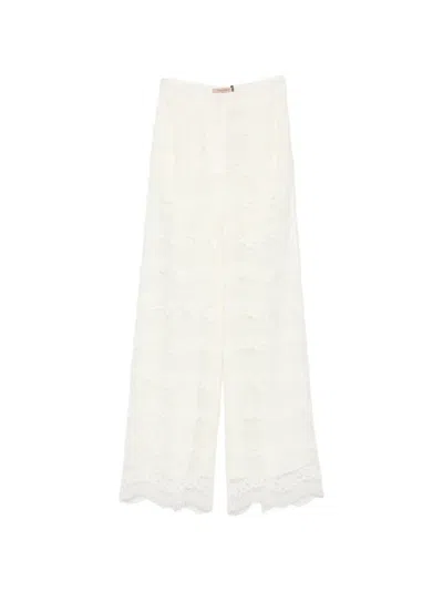 Twinset Lace Trousers In Neutral