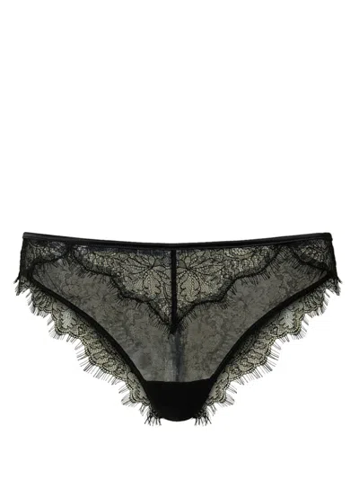 Twinset Lace Tulle Brazilian Briefs In Black