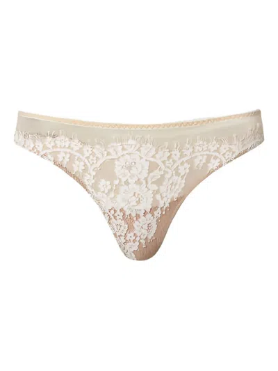 Twinset Lace Tulle Thong In Neutral