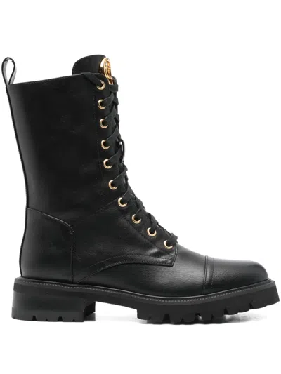 Twinset Lace-up Boots In Black