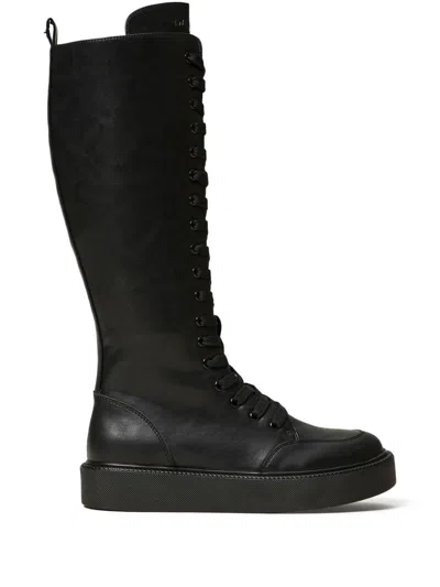 Twinset Lace-up Boots In Black