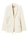 Twinset Lace-up Buttoned Blazer In White