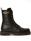 Twinset Lace-up Chain Boots In Multi