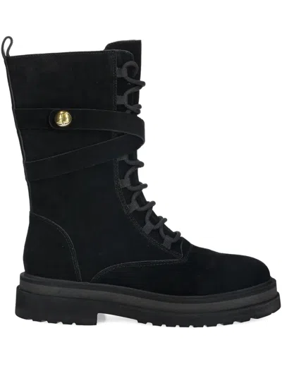 Twinset Lace-up Combat Boots In Black