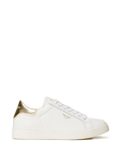 Twinset Lace-up Logo-detail Sneakers In White