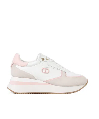 Twinset Lace-up Low-cut Sneakers In White