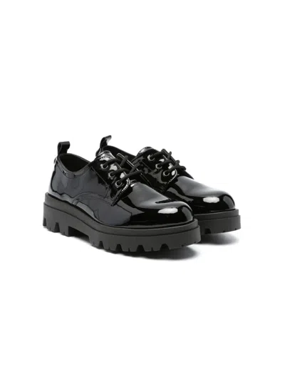 Twinset Kids' Lace-up Patent Leather Loafers In Black