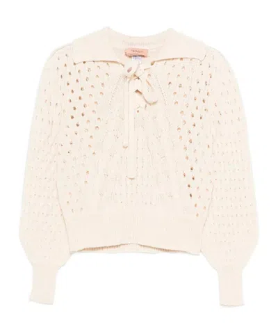 Twinset Lace-up Sweater In Neutral