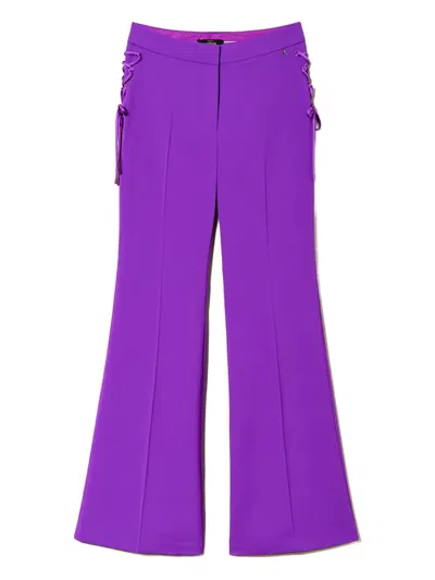 Twinset Lace-up Trousers In Blue