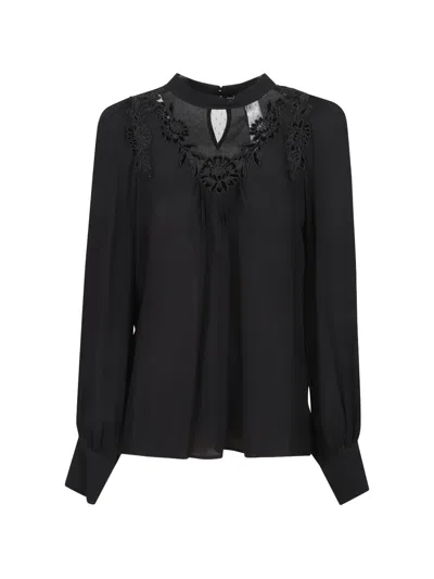 Twinset Lace-appliqué Blouse In Black