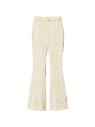 Twinset Laced Flared Trousers In Brown