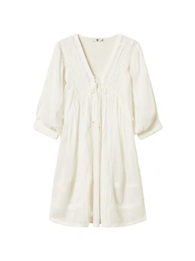 Twinset Laced V-neck Dress In Neutral