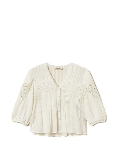 Twinset Lace-detail Shirt In White
