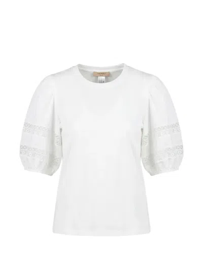 Twinset Lace-embellished T-shirt In Gray