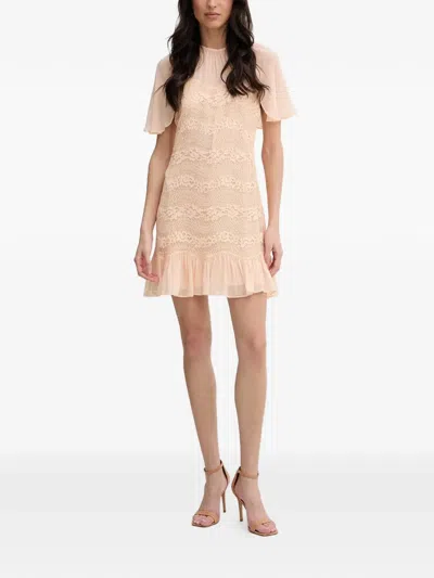 Twinset Lace-panelled Ruffled Dress In Neutral