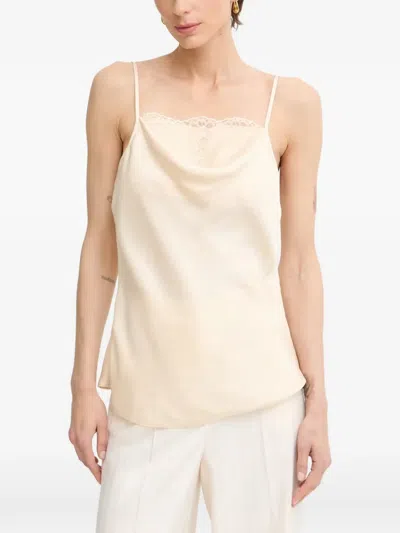 Twinset Lace-trim Cowl-neck Top In Neutral