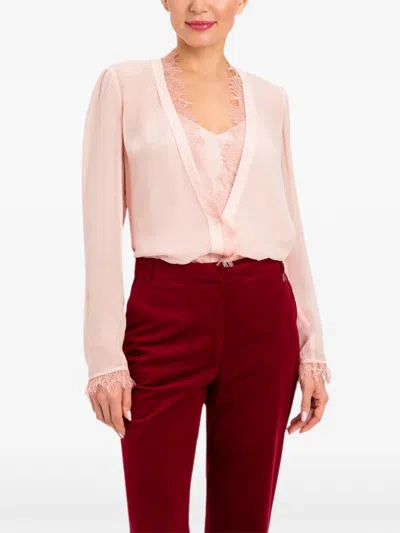 Twinset Lace-trim Long-sleeve Blouse In Pink