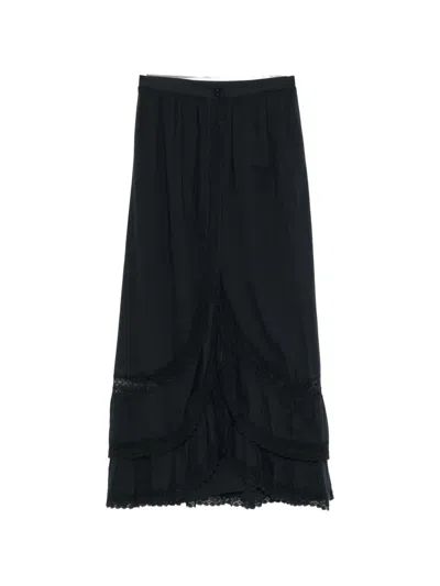Twinset Lace-trim Maxi Skirt In Black