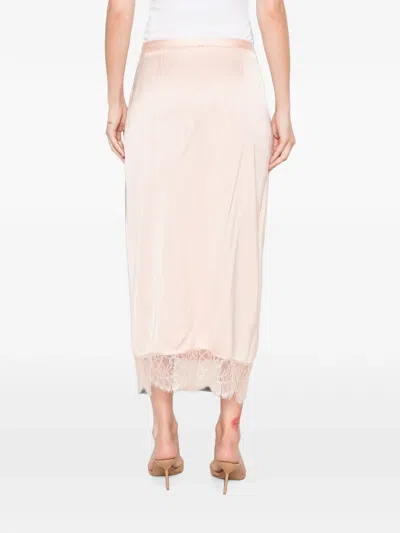 Twinset Lace-trim Pleated Maxi Skirt In Neutral