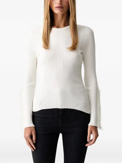 Twinset Lace-trim Ribbed Sweater In White