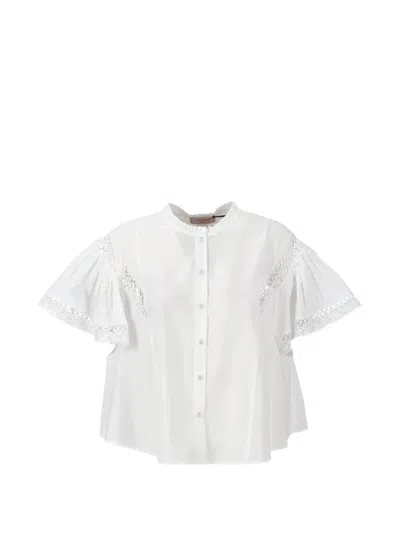 Twinset Lace-trim Ruffled Blouse In White
