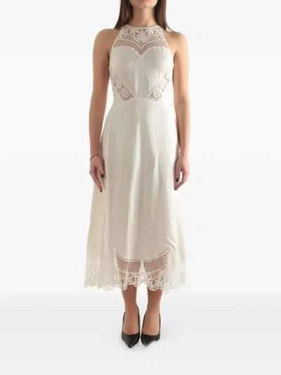 Twinset Lace-trim Sleeveless Midi Dress In White