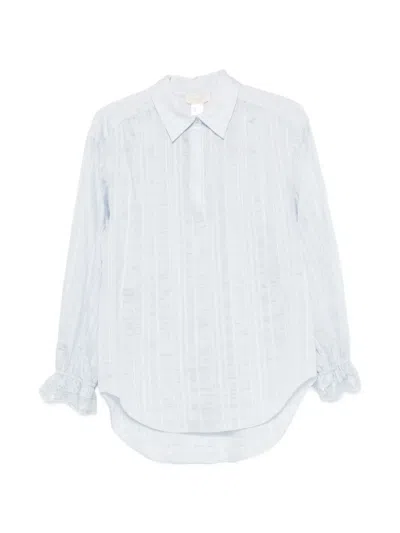 Twinset Lace-trim Striped Shirt In White