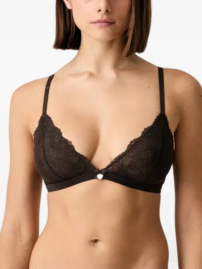 Twinset Lace-trim Triangle Bra In Black