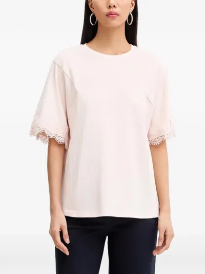 Twinset Lace-trim T-shirt In Pink