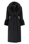 Twinset Lamé Thread Coat In Black