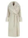 Twinset Lamé Thread Coat In Neutral