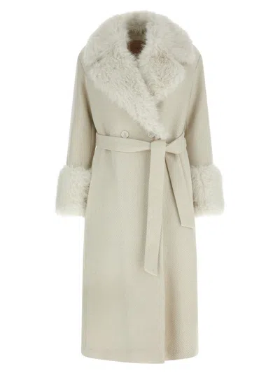 Twinset Lamé Thread Coat In White