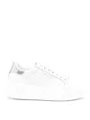 Twinset Platform Leather Sneakers In White/silver