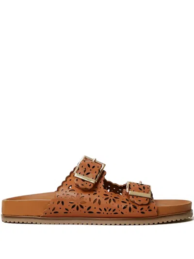 TWINSET LASER-CUT BUCKLE SANDALS