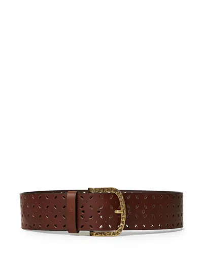 Twinset Lasered Leather Belt In Brown