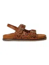 Twinset Lasered Leather Sandals In Brown