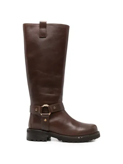 Twinset Twin Set Torchon Ring Boots In Brown