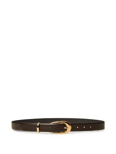 Twinset Leather Belt With Oval Buckle In Brown
