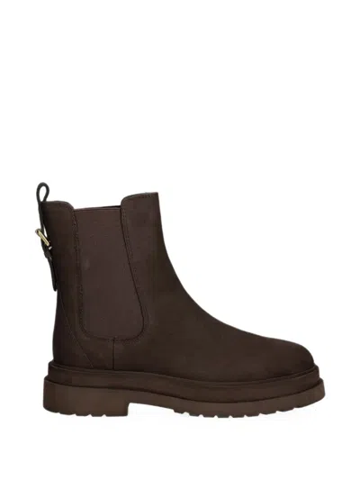 Twinset Leather Chelsea Boots In Brown