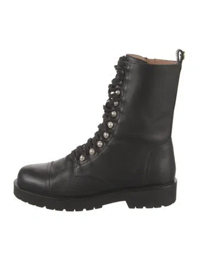 Pre-owned Twinset Leather Combat Boots In Black